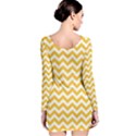 Sunny Yellow And White Zigzag Pattern Long Sleeve Bodycon Dress View2