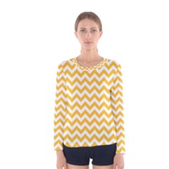 Sunny Yellow And White Zigzag Pattern Women s Long Sleeve Tee