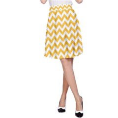 Sunny Yellow And White Zigzag Pattern A-Line Skirt