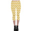 Sunny Yellow And White Zigzag Pattern Capri Leggings  View1