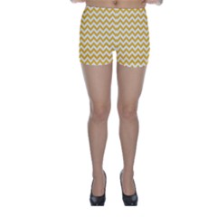 Sunny Yellow And White Zigzag Pattern Skinny Shorts by Zandiepants