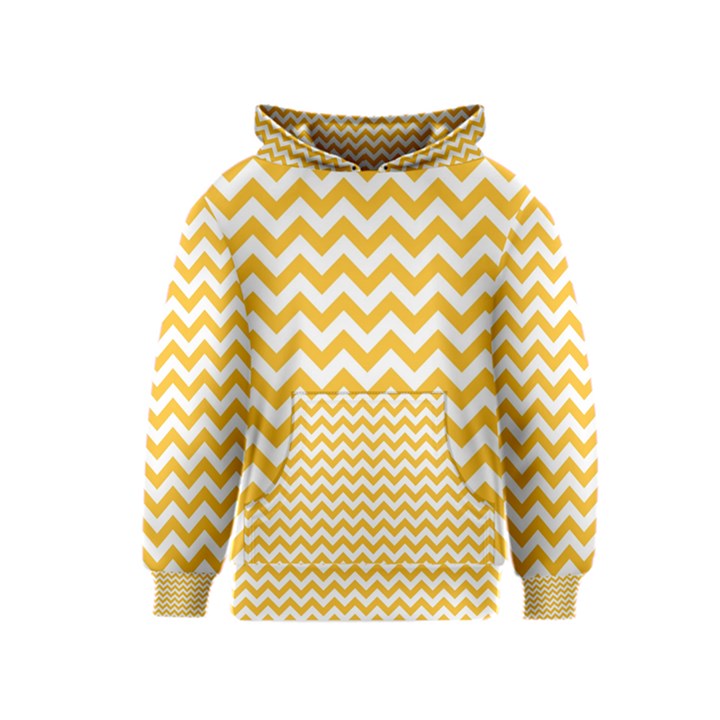 Sunny Yellow And White Zigzag Pattern Kids  Pullover Hoodie