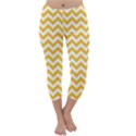 Sunny Yellow And White Zigzag Pattern Capri Winter Leggings  View1