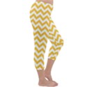 Sunny Yellow And White Zigzag Pattern Capri Winter Leggings  View3