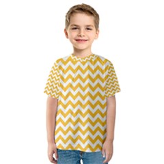 Sunny Yellow And White Zigzag Pattern Kid s Sport Mesh Tee