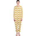 Sunny Yellow And White Zigzag Pattern Hooded Jumpsuit (Ladies)  View1