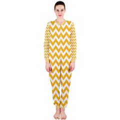 Sunny Yellow And White Zigzag Pattern OnePiece Jumpsuit (Ladies) 