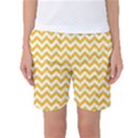 Sunny Yellow And White Zigzag Pattern Women s Basketball Shorts View1