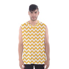 Sunny Yellow And White Zigzag Pattern Men s Basketball Tank Top