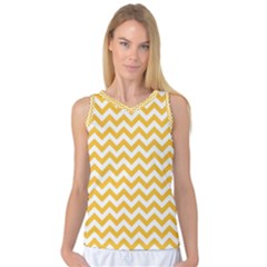 Sunny Yellow And White Zigzag Pattern Women s Basketball Tank Top