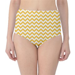 Sunny Yellow And White Zigzag Pattern High-waist Bikini Bottoms by Zandiepants