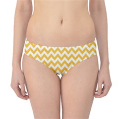 Sunny Yellow And White Zigzag Pattern Hipster Bikini Bottoms