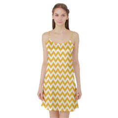 Sunny Yellow And White Zigzag Pattern Satin Night Slip