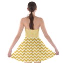 Sunny Yellow And White Zigzag Pattern Strapless Dresses View2