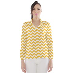 Sunny Yellow And White Zigzag Pattern Wind Breaker (Women)