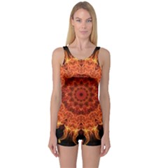 Flaming Sun One Piece Boyleg Swimsuit by Zandiepants