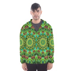 Peacock Feathers Mandala Hooded Wind Breaker (men) by Zandiepants