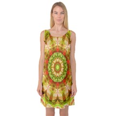 Red Green Apples Mandala Sleeveless Satin Nightdress by Zandiepants