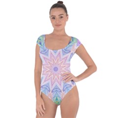 Soft Rainbow Star Mandala Short Sleeve Leotard (ladies) by Zandiepants