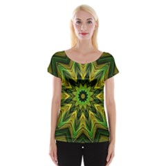 Woven Jungle Leaves Mandala Women s Cap Sleeve Top