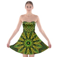 Woven Jungle Leaves Mandala Strapless Dresses by Zandiepants