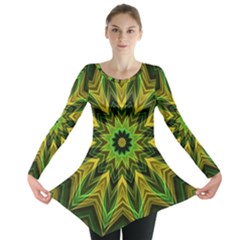 Woven Jungle Leaves Mandala Long Sleeve Tunic 