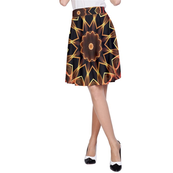 Yellow And Red Mandala A-Line Skirt