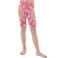 Yellow Pink Romance Kid s Mid Length Swim Shorts by Zandiepants