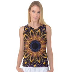 Yellow Purple Lotus Mandala Women s Basketball Tank Top by Zandiepants