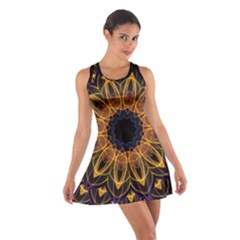 Yellow Purple Lotus Mandala Racerback Dresses by Zandiepants