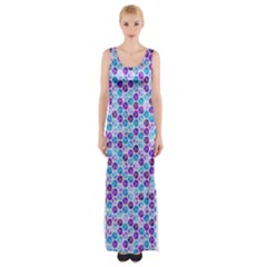 Purple Blue Cubes Maxi Thigh Split Dress by Zandiepants