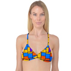 Retro Colors Rectangles And Squares Reversible Tri Bikini Top by LalyLauraFLM