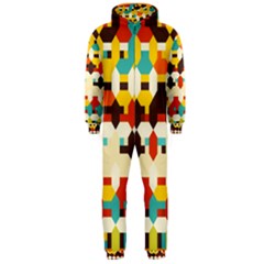 Shapes In Retro Colors Hooded Jumpsuit (men) by LalyLauraFLM