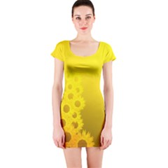 Sunflower Short Sleeve Bodycon Dresses by LetsDanceHaveFun