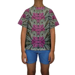 The Last Peacock In Metal Kid s Short Sleeve Swimwear by pepitasart