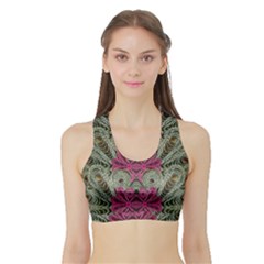 The Last Peacock In Metal Women s Sports Bra With Border by pepitasart