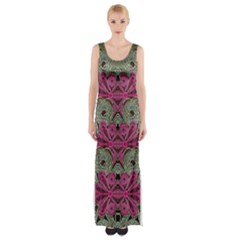 The Last Peacock In Metal Maxi Thigh Split Dress by pepitasart