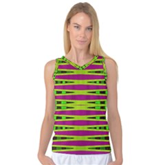 Bright Green Pink Geometric Women s Basketball Tank Top by BrightVibesDesign