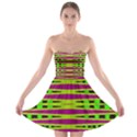 Bright Green Pink Geometric Strapless Dresses View1