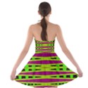 Bright Green Pink Geometric Strapless Dresses View2