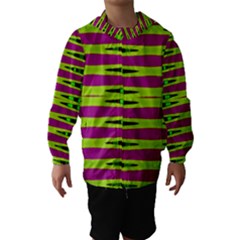 Bright Green Pink Geometric Hooded Wind Breaker (kids)