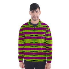 Bright Green Pink Geometric Wind Breaker (men)