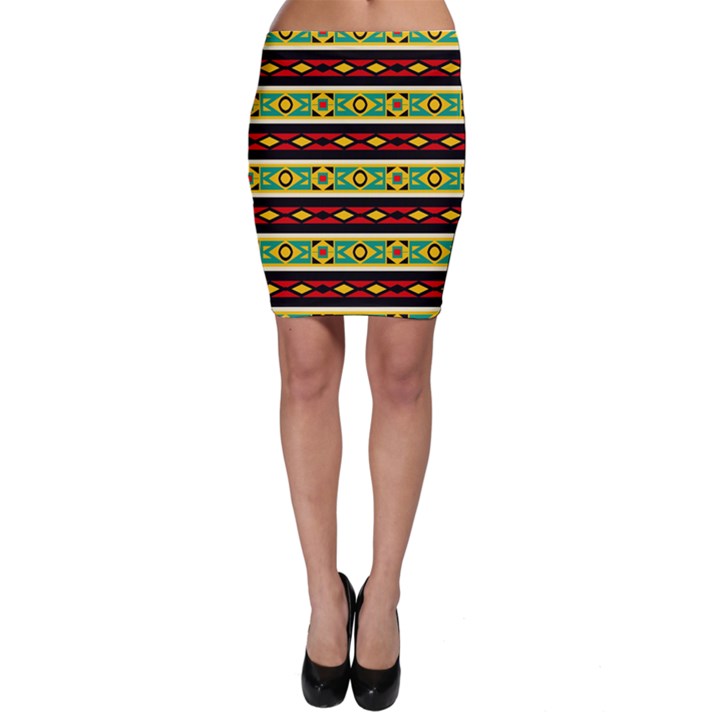 Rhombus chains and other shapes Bodycon Skirt