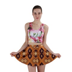 Brown Leaves Pattern Mini Skirt by LalyLauraFLM