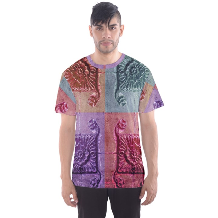 Vintage Flower Squares Men s Sport Mesh Tee