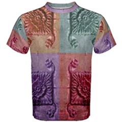 Vintage Flower Squares Men s Cotton Tee by BrightVibesDesign