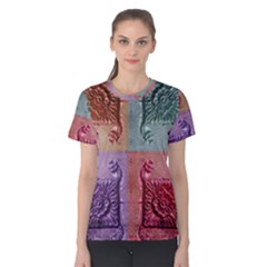 Vintage Flower Squares Women s Cotton Tee