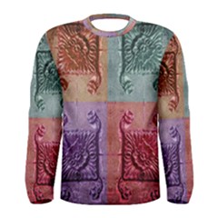 Vintage Flower Squares Men s Long Sleeve Tee