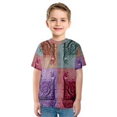 Vintage Flower Squares Kid s Sport Mesh Tee