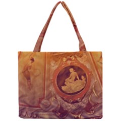 Vintage Ladies Artwork Orange Mini Tote Bag by BrightVibesDesign